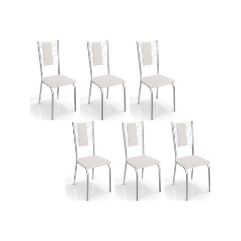 Kit 6 Cadeiras Sala Jantar Lisboa C076 6 Un Cromada/branco 106 - Kappesberg