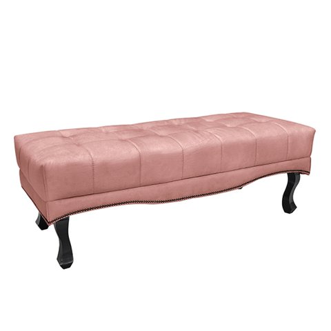 Recamier Decorativo 195cm Loewe Veludo Pés de Madeira Rosa - Gran Belo