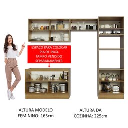Armário de Cozinha Completa 270cm Rustic Branco Veludo Lux Madesa 01 - 6