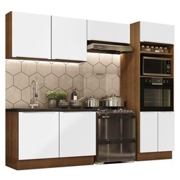 Armário de Cozinha Completa 270cm Rustic Branco Veludo Lux Madesa 01 - 3