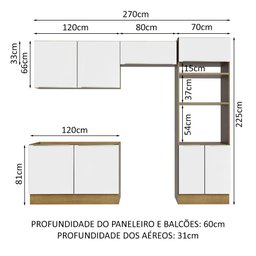 Armário de Cozinha Completa 270cm Rustic Branco Veludo Lux Madesa 01 - 4