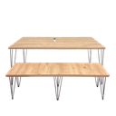 Ver imagem 2 de Mesa Sala de Jantar com 1 Banco Tampo Mdf Estilo Demolição Industrial Madeira Ecom Pés em Ferro 180x