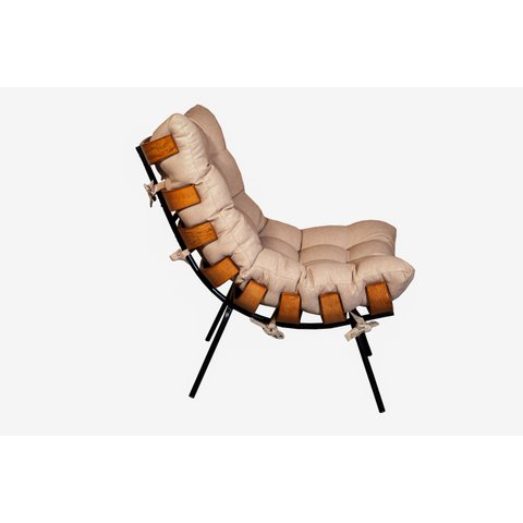 Poltrona Costela Luxo Dora Bela - Bege Linho