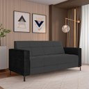 Ver imagem 1 de Sofá Living Decorativo Houston 2 Lugares 200cm Pés em Metal Veludo/ Pu Grafite/ Preto G33 - Gran Bel