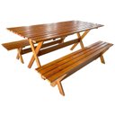 Ver imagem 3 de Conjunto Mesa e Banco Rustico para Churrasco Marrom/Mogno Mel