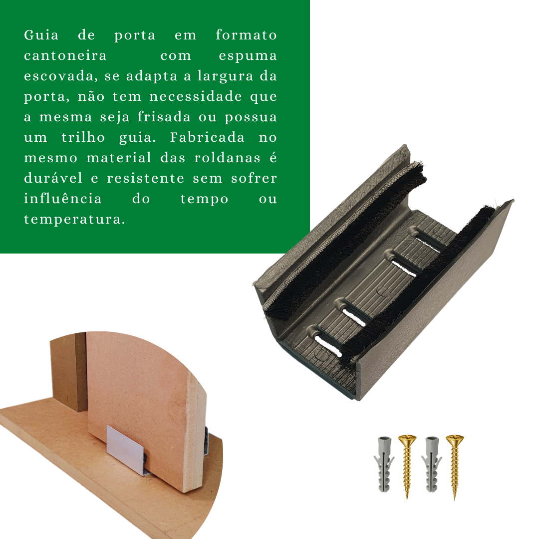 Kit Porta Madeira 0,90x2,10m Primer + Trilho Correr 1,80m Natural + Brinde - 9