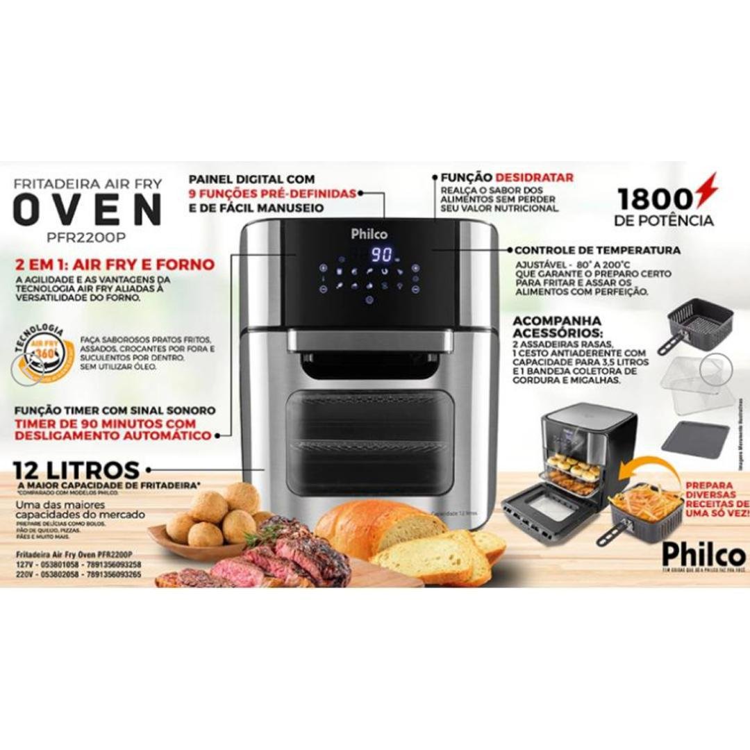 Fritadeira Philco Air Fry Oven Pfr2200p 4 em 1 12l 127v - 5