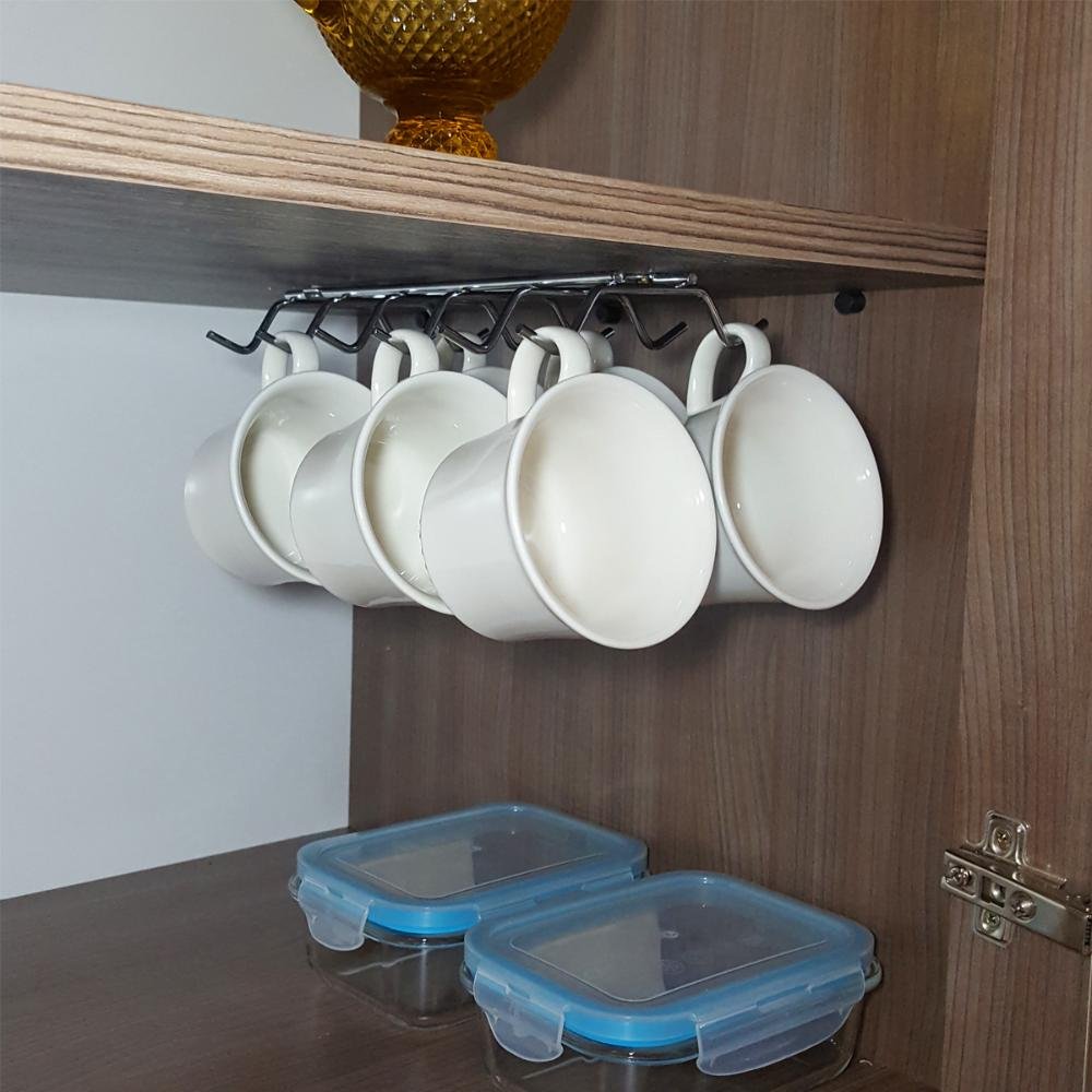 Suporte Taças Cromado 35cm e Suporte Xícaras para Fixar - 8