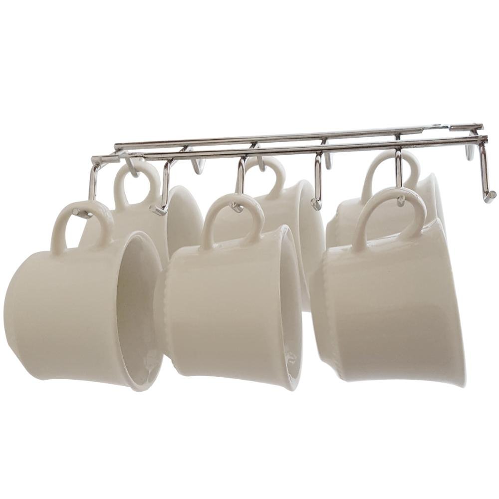 Suporte Taças Cromado 35cm e Suporte Xícaras para Fixar - 7