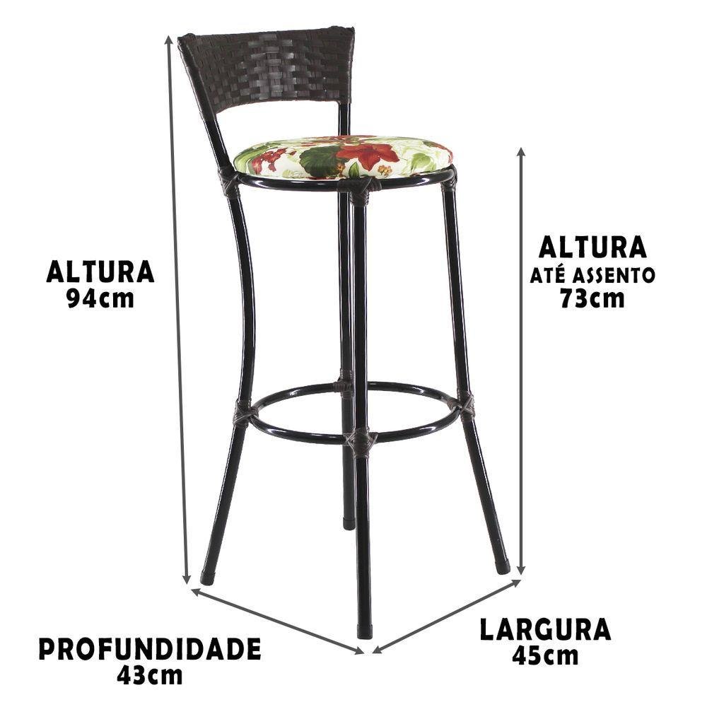 Kit Com 8 Banquetas Alta Forts Fibra Uv Bancada, área Goumert, Bar, Piscina, Balcão, Floral - 3