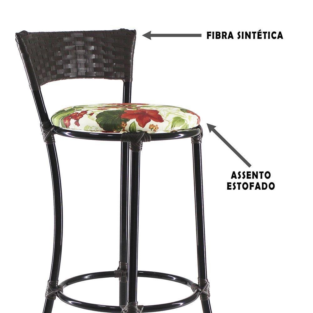 Kit Com 8 Banquetas Alta Forts Fibra Uv Bancada, área Goumert, Bar, Piscina, Balcão, Floral - 2