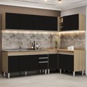 Ver imagem 2 de Armário de Cozinha Modulado de Canto 6 Peças Cp33 com Pia Inox Castanho/preto - Lumil Lumil Móveis
