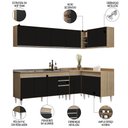 Ver imagem 3 de Armário de Cozinha Modulado de Canto 6 Peças Cp33 com Pia Inox Castanho/preto - Lumil Lumil Móveis