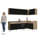 Ver imagem 5 de Armário de Cozinha Modulado de Canto 6 Peças Cp33 com Pia Inox Castanho/preto - Lumil Lumil Móveis