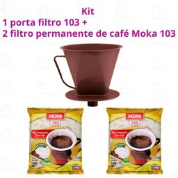 Kit 2 Coador Filtro Moka Permanente e Porta Filtro com Funil - 103 - 2