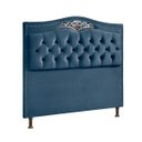 Ver imagem 3 de Conjunto Cabeceira/calçadeira Holanda 1,60 Veludo Luxor Azul - Shop Das Cabeceiras