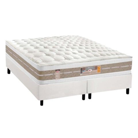 Cama Box King: Colchão Molas Ensacadas Castor Pocket Silver Star Air Double Face + Base CRC Courano