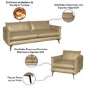 Ver imagem 2 de Conjunto Poltrona e Sofá Decorativo Sala de Estar América 2 Lugares 200cm Couro Bege - Mozzelar