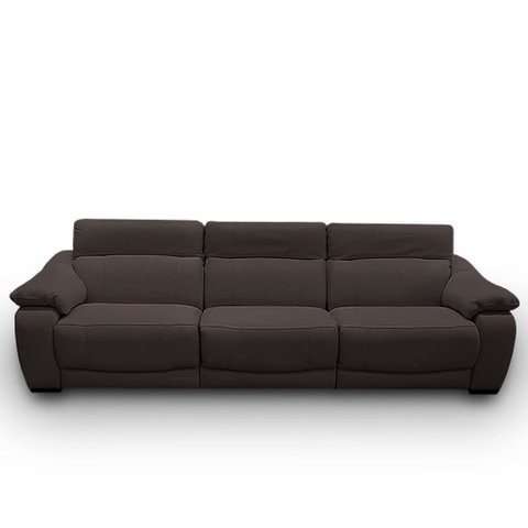 Sofá Elétrico Sala de Estar Reclinável Concepción U076 308cm Modulado Botão Elétrico Couro Marrom G4