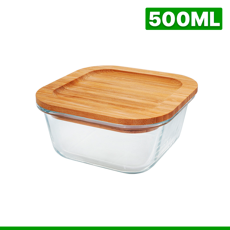 Pote de Vidro Hermetico com Tampa Bambú Hauskraft 500ml - 1