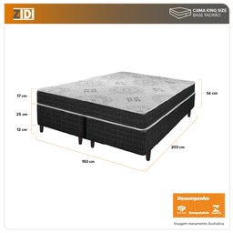 Cama Box King Size Preto + Colchão San Francisco Ortopédico Espuma D33 193x203x54cm - 2