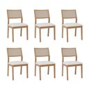Ver imagem 1 de Kit 6 Cadeiras para Sala de Jantar Estofadas Oiti Bege/Madeira/Linho Cru