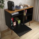Ver imagem 2 de Balcão Aparador com 1 Porta e Prateleiras Multiuso para Cantinho do Café Preto/ipê