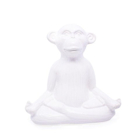 Enfeite Decorativo Macaco Yoga Meditação Cerâmica Branco 17 Cm F04 - D'Rossi