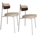 Ver imagem 1 de Kit 02 Cadeiras Estofada para Sala de Jantar Astrid Branco C01 Linho Areia Courino Whisky - Lyam Dec