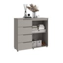 Ver imagem 7 de Cômoda Sapateira Organizadora Grande 4 Gavetas 2 Portas 119x130 cm Riviera Cinza 100% MDF Casamia