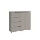 Ver imagem 2 de Cômoda Sapateira Organizadora Grande 4 Gavetas 2 Portas 119x130 cm Riviera Cinza 100% MDF Casamia