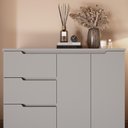 Ver imagem 5 de Cômoda Sapateira Organizadora Grande 4 Gavetas 2 Portas 119x130 cm Riviera Cinza 100% MDF Casamia