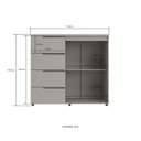 Ver imagem 6 de Cômoda Sapateira Organizadora Grande 4 Gavetas 2 Portas 119x130 cm Riviera Cinza 100% MDF Casamia