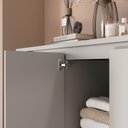 Ver imagem 4 de Cômoda Sapateira Organizadora Grande 4 Gavetas 2 Portas 119x130 cm Riviera Cinza 100% MDF Casamia