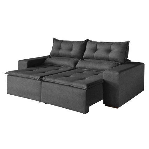 Sofa Retratil e Reclinavel Monaco 196cm Kc Rei de Casa Veludo Cinza