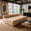 Ver imagem 7 de Sofá Modular Confort com Puff Bom Pastor Linho Bege