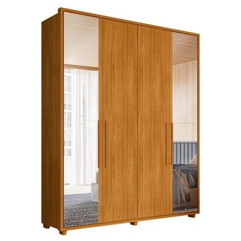 Guarda Roupa Casal Greco 4 Portas Cinamomo com Espelho - Madetec