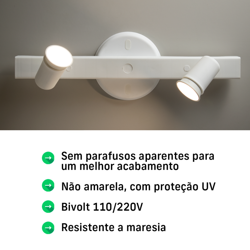 Trilho Eletrificado 2 Spot Led Gu10 Mr16 Canopla Tampa Cega Cor:branco - 6