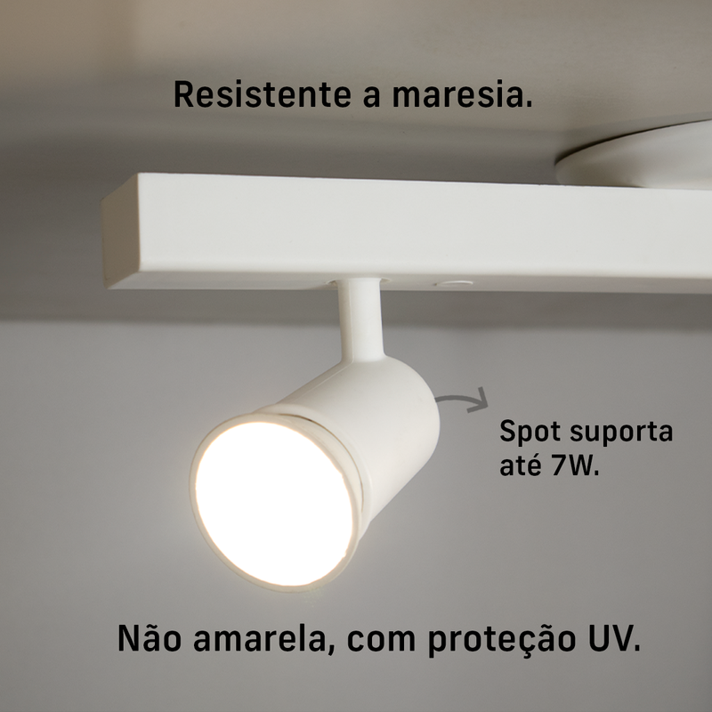 Trilho Eletrificado 2 Spot Led Gu10 Mr16 Canopla Tampa Cega Cor:branco - 5