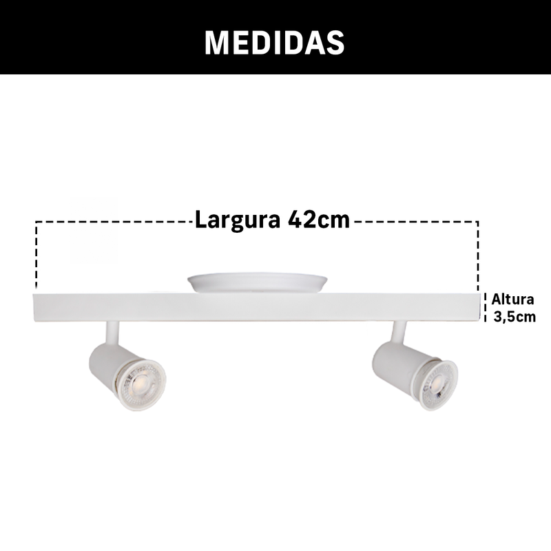 Trilho Eletrificado 2 Spot Led Gu10 Mr16 Canopla Tampa Cega Cor:branco - 9