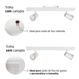 Trilho Eletrificado 2 Spot Led Gu10 Mr16 Canopla Tampa Cega Cor:branco - 4