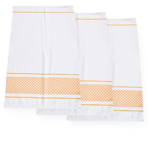 Pano de Copa Vitória Kit 3 peças - Dohler Branco/Laranja