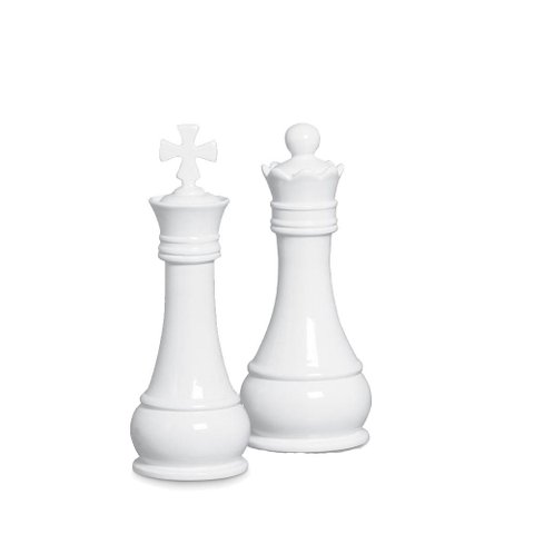 Peças Decorativas de Cerâmica Rei e Rainha Clássica Decoração Sala e Escritório