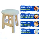 Ver imagem 3 de Banqueta Baixa Redonda Madeira Maciça Pinus Natural sem Pintura Resistente Pinus Pequena Infantil