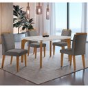 Ver imagem 1 de Conjunto Sala de Jantar Mesa Liz 120cm Mdf Canto Copo e 4 Cadeiras Athenas Moderna