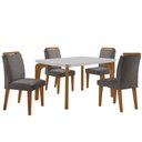 Ver imagem 2 de Conjunto Sala de Jantar Mesa Liz 120cm Mdf Canto Copo e 4 Cadeiras Athenas Moderna