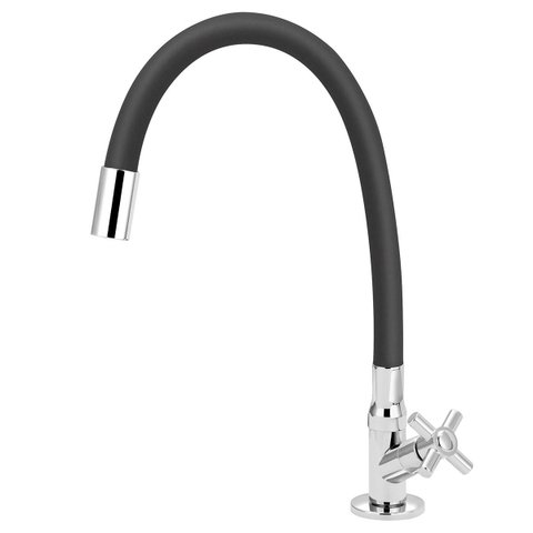 Torneira Cozinha Mesa/bancada Abs Tubo Flexivel Preto 1/4v