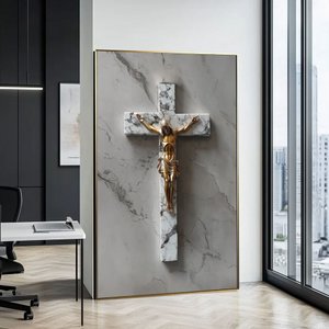 Quadro Crucifixo Jesus: Moldura Dourada/ 100x150