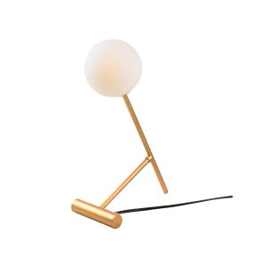 Luminária de Mesa Imola Dourado Fosco com Globo de Vidro Leitoso 1xg9