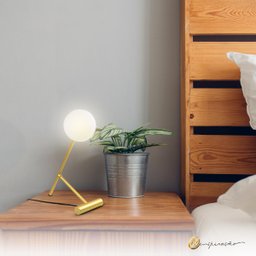 Luminária de Mesa Imola Dourado Fosco com Globo de Vidro Leitoso 1xg9 - 3